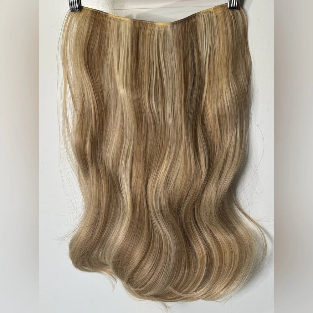 Luxury Halo Clip-In Hair Extensions – Seamless Invisible Wire, Natural Blonde